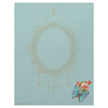 Romantic Baroque Stationery Pink Rose Butterfly
