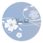 Romantic blue and white floral design round stickers