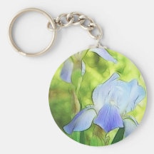 Romantic Blue Irises Key Chain