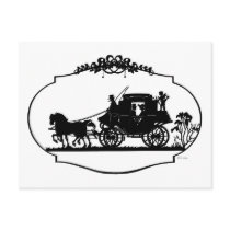 Romantic Carriage Sillhouette Post Card