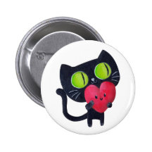 Romantic Cat - custom text - Pin