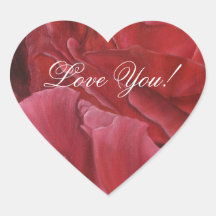 Romantic chic red love roses heart sticker
