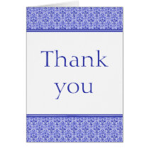 Romantic Damask Thank You Card, Royal Blue cards
