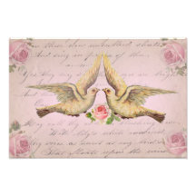 Romantic Doves in Love Vintage Collage Art Photo