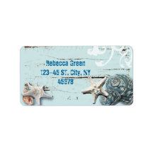 Romantic Elegant blue Seashell Beach decor Personalized Address Labels