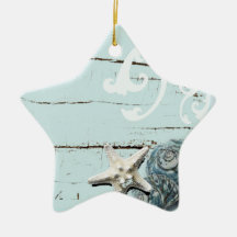 Romantic Elegant blue Seashell Beach decor Ornament