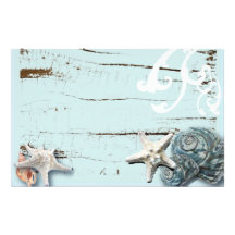 Romantic Elegant blue Seashell Beach decor Custom Stationery