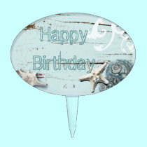 Romantic Elegant blue Seashell Beach fashion cake picks