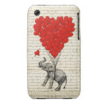 Romantic elephant & heart balloons Case-Mate iPhone 3 case