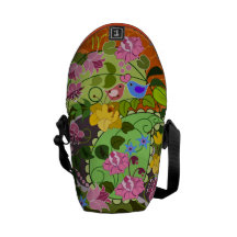 Romantic faux Vintage Flowers, swirls & Monogram Courier Bags