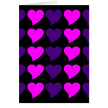 Romantic Girls Gifts : Pink Purple Hearts Stripes Greeting Cards