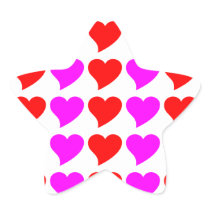 Romantic Girls Gifts : Pink & red Love Hearts Star Sticker