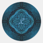 Romantic gothic baroque in dark blue monogram L Stickers