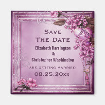 Romantic Heart & Flowers Wedding Save the Date Refrigerator Magnet