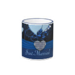 Romantic Hearts In Blue Floral Just Married Mug