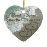 Romantic Hearts on the Beach Christmas Ornament