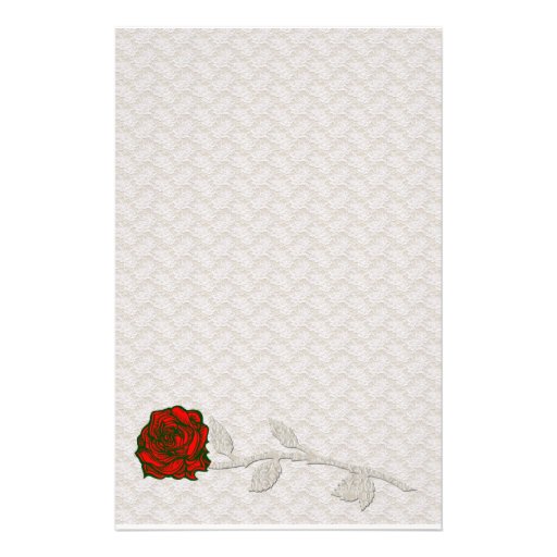 Romantic Lace and Rose Stationary | Zazzle