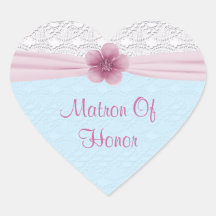 Romantic Lace & Flower, Baby Blue & Pink Heart Sticker