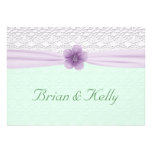 Romantic Lace Flower Mint Green Lavender Invite