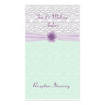 Romantic Lace Flower Mint Green Lavender Itinerary Business Card Template