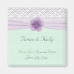 Romantic Lace Flower Mint Lavender Date Saver Fridge Magnets