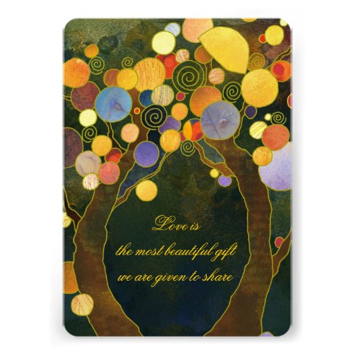 Romantic Love Trees Wedding Invitation (Dark Back)
