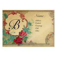 ROMANTIC MONOGRAM, gold metallic paper Business Card Templates
