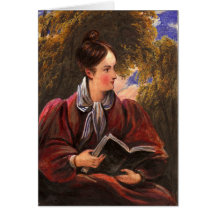 Romantic Painting of a Woman Reading in a Park Card
