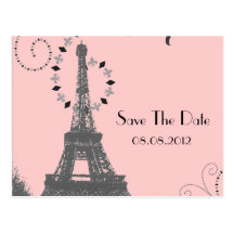 Romantic Paris Vintage Wedding Save The Date Post Card
