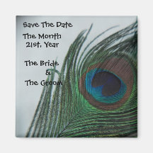 Romantic Peacock Wedding Save the Date Fridge Magnet