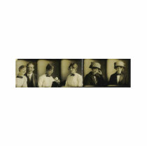 Romantic photostrip of woman and couple photo sculptures