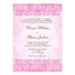 Romantic pink grunge damask wedding invitation