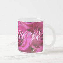 Romantic Pink Rose Glass Mug