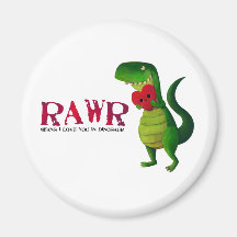 Romantic RAWR Dinosaur Refrigerator Magnets