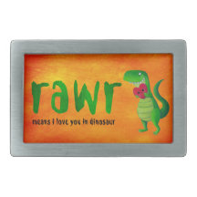 Romantic RAWR T-rex Dinosaur Rectangular Belt Buckles