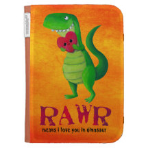 Romantic RAWR T-rex Dinosaur Kindle Case