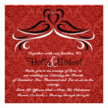 Romantic Red and Black  Dove  Wedding Invitation