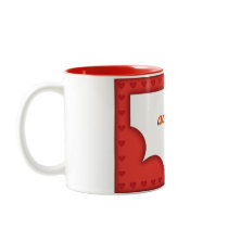 Romantic red frame with hearts mug