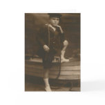 Romantic sailor leaning on boat greeting card