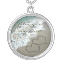 Romantic Sand Hearts on the Beach Personalized Custom Necklace