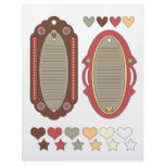 Romantic scrapbook tags and hearts letterhead template