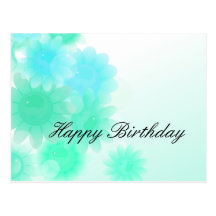 Romantic turquoise floral Birthday Postcard