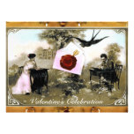 ROMANTIC VALENTINE LETTER ,RED WAX SEAL MONOGRAM PERSONALIZED INVITE