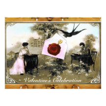 ROMANTIC VALENTINE LETTER ,RED WAX SEAL MONOGRAM PERSONALIZED INVITE