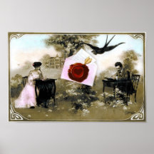 ROMANTIC VALENTINE LETTER ,RED WAX SEAL POSTER