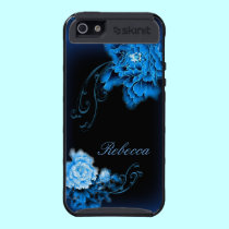romantic vintage blue Paeonia floral customizable skinit case