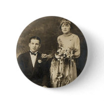 Romantic Vintage Bride and Groom Cards and Gifts Pinback Button