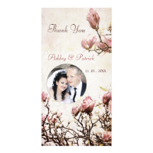Romantic Vintage Magnolia Thank You Photo Card