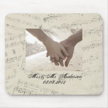 romantic Vintage musicnotes modern wedding Mousepad