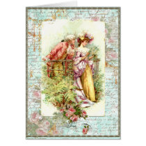 Romantic Vintage Regency Couple with Roses